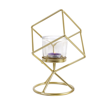 Western INS Style Luxurious Metal Candlestick Living Room Restaurant Coffee Shop Decoration Cube Metal Candle Stick High Quality