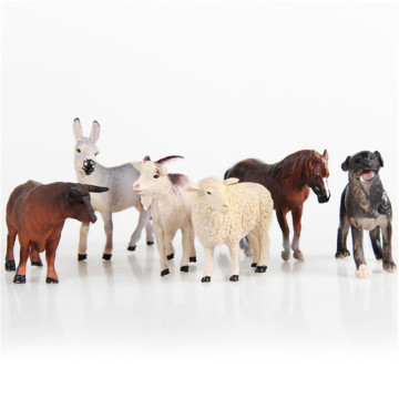 6pcs Simulated Farm Animal Sheep Dog Horse Donkey Ox Cow Set Animals Child Static Plastic Model Set Toys Christmas Gift