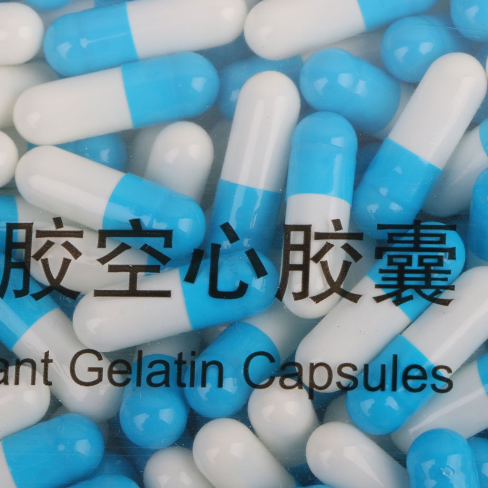 1000Pcs Blue-white Empty Hard Gelatin Capsule Size Medicine Pill Capsule Vitamins Personal Health Care Pill Cases Splitters