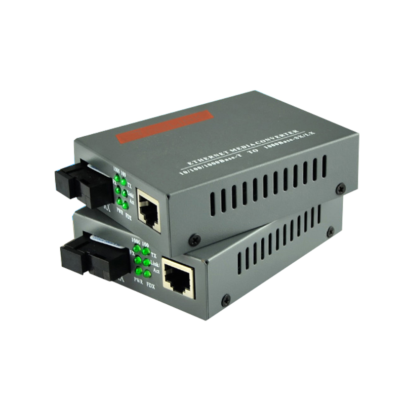 1 pair HTB-GS-03 A/B 10/100/1000M fiber transceiver Single Mode Single Fiber SC Port 20KM Fast Ethernet Media Converter