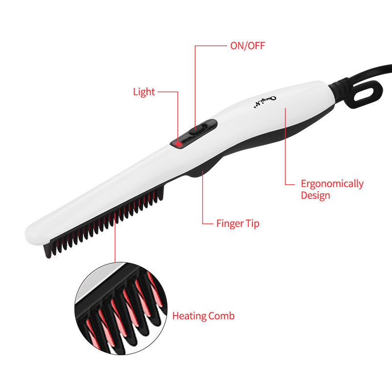Electric Beard Straightener Hairbrush Iron Comb Salon Hair Styling Tools Straightening Beard Comb Brush Hair Styler For Men