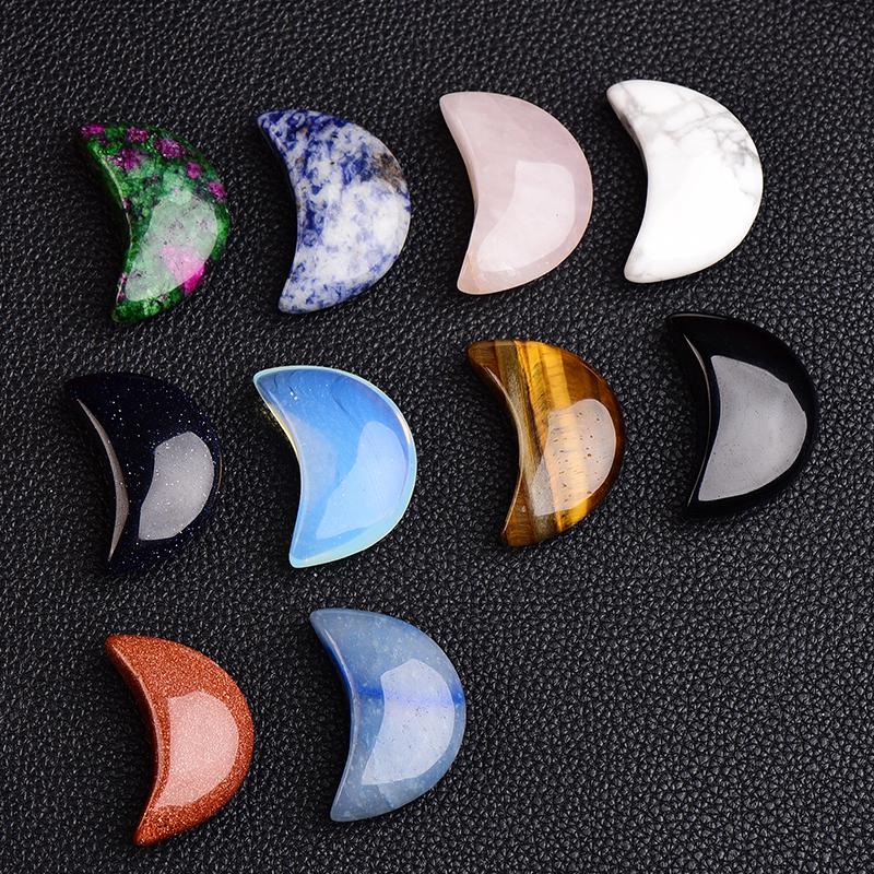 1PC Natural Crystal Stone Moon Shaped Colorfull Mascot Meditation Healing health Polished Gift Use Collection and Home decor