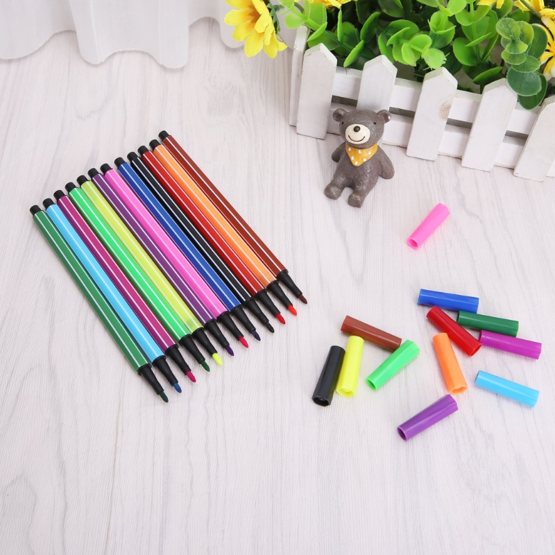 12/24 Colors Box Water Color Pen Set Marker Highlighter for Kids Stationery School Supplies