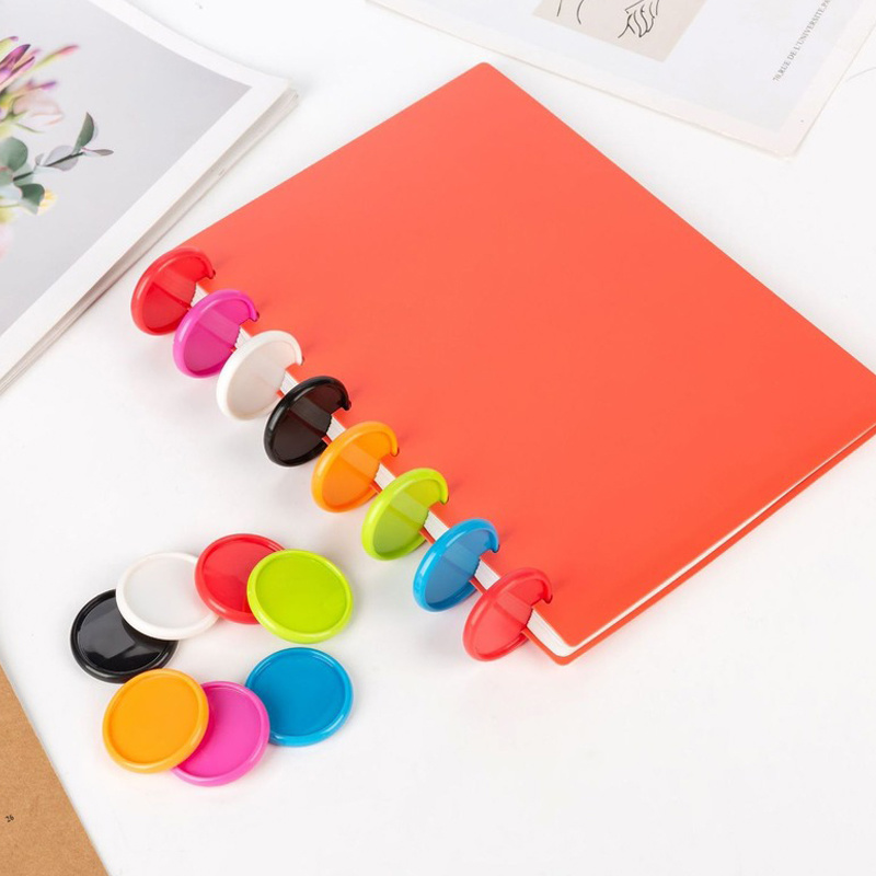100PCS Color Mushroom Notebook Binding Buckle Loose-Leaf Plastic Binding Ring 35MM Mushroom Buckle Disc Notebook