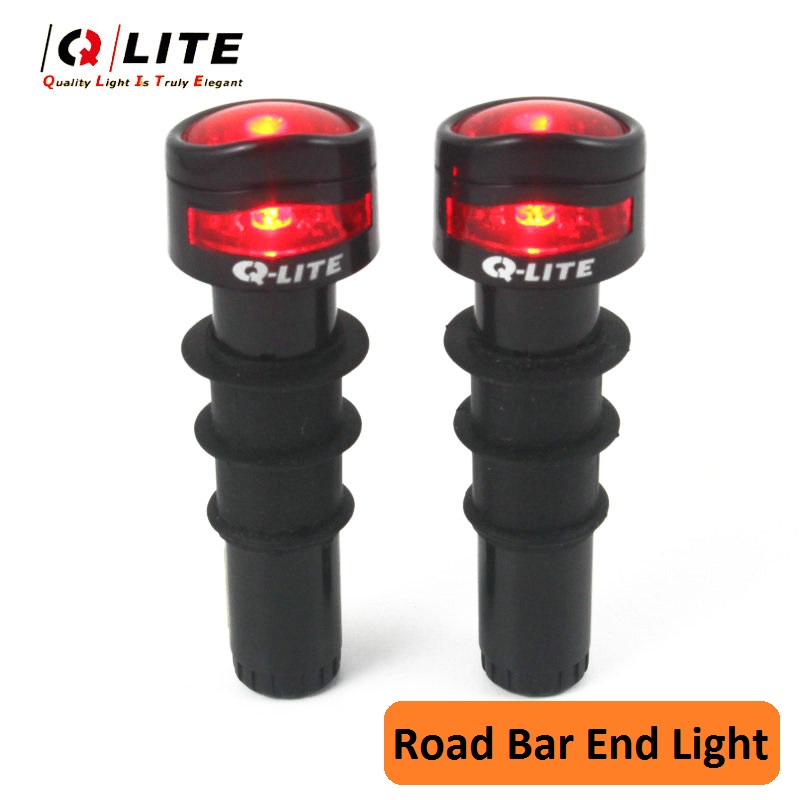 Q-LITE 1 Pair Bicycle Light Bike Handlebar End Light LED Bike Light MTB Road Bike Handlebar Taillight Cycling Safety Lights