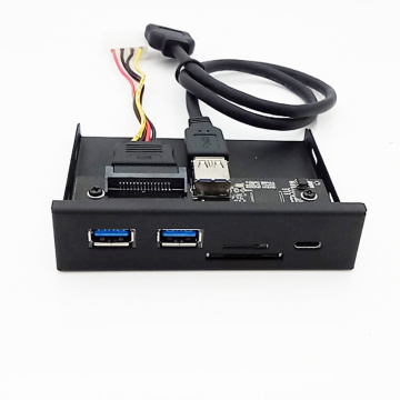 33S50-RTK 3 in 1 Card Reader USB 3.0 Front Panel Media Type-C Dual USB 3.0 Port Hub Dashboard PC Front Panel with Power Cable