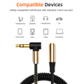 3.5mm Audio Cable Elbow Spring AUX Extension Male to Female Retractable Wire HD Sound Quality Speaker Telescopic Cable for Phone