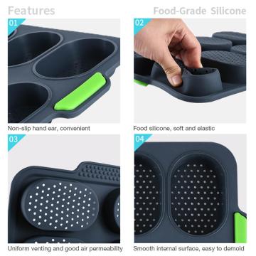Bread Baking Mold Kitchen Cake Food Grade Silicone Non Stick French Bread Mold Household Hamburger Molds Muffin Pan Tray