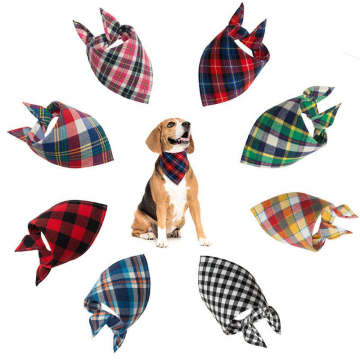 Classic Pet Dog Bandana Lattice Cotton Bandana for Small Large Dog Bibs Scarf Washable Kerchief Bow Tie Pet Grooming Accessories