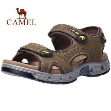 CAMEL Summer Men's Sandals Genuine Leather Men's Shoes Open Toe for Outdoor Hiking Walking Beach Sports Fisherman Strap Sandal