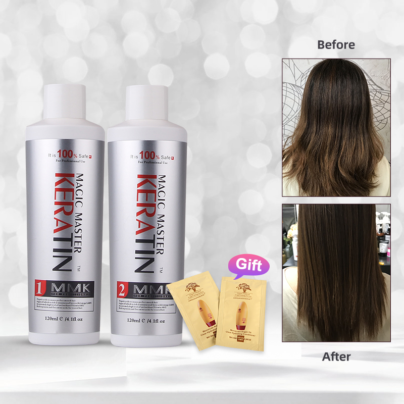 Natural coconut oil Keratin MMK Hair Treatment and Straighten Free Formalin 120ml Magic Master Keratin+120ml Purifying shampoo