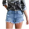 short femme women's shorts Women's Shredded Tassel Denim Summer Pocket Shorts Jeans denim shorts for women ropa de mujer