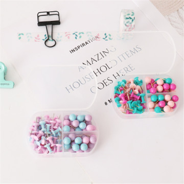 66pcs Cute Colorful Push Pins Metal Map Thumb Tacks Bulletin Board Message Paper Fixed Needle Pins Office Binding Supplies