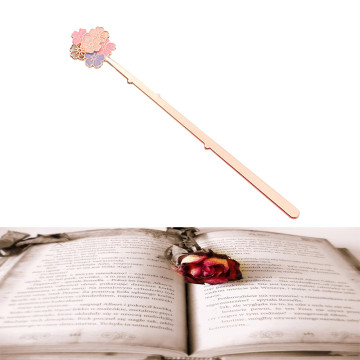 1pcs Creative Pink Sakura Long Handle Metal Bookmark Students Stationery School Office Supply Bookmark Gifts