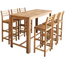 [USA Warehouse]Bar Table and Chair Set 7 Pieces Solid Acacia Wood