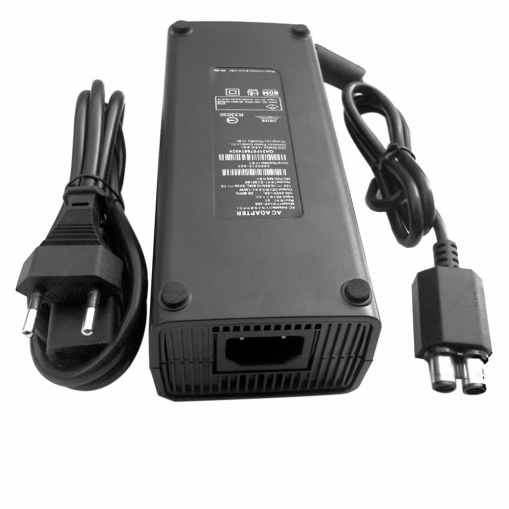 New AC 100-240V Adapter Power Supply Charger EU Plug Cable for XBOX 360 Slim Ideal Replacement Charger With LED Indicator Light