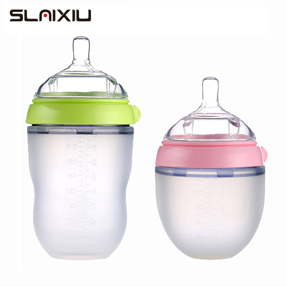 Baby Bottle Breastmilk Wide Neck Soft Silicone Feeding Container Baby Water Bottle kids Nursing Bottles