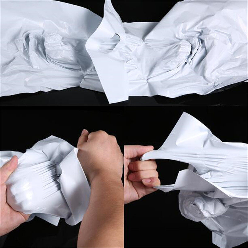 100Pcs/Lot White Tote Bags Express Courier Bags Self-Sealing Adhesive Thick Plastic Poly Envelope Gifts Mailing Bags With Handle