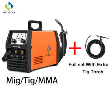 220V HITBOX Welding Machine HBM1200 With TIG MIG Torch Fit 0.8/1.0mm Welder Wire Gasless Arc Soldering