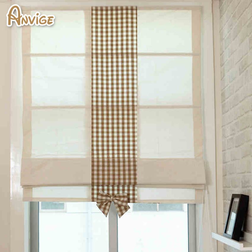 Modenr Striped Cotton Fabric Roman Blinds Roller Shutter Window Treatment Customized Curtain Drapes