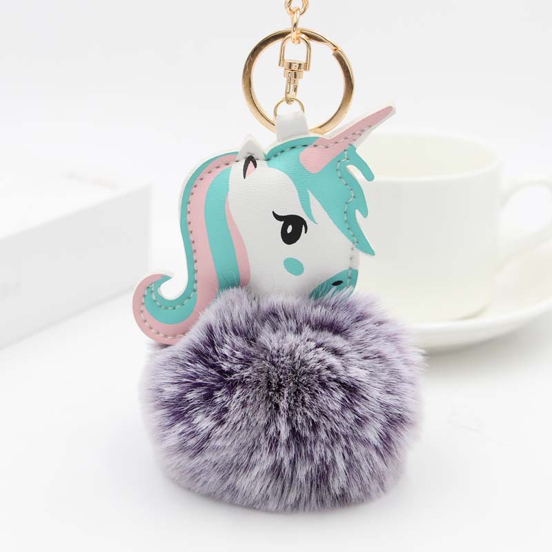 Lovely Unicorn Plush Toy Faux Rabbit Fur Ball Pompom Stuffed Animal For Kids Mini Cute Toy Gift