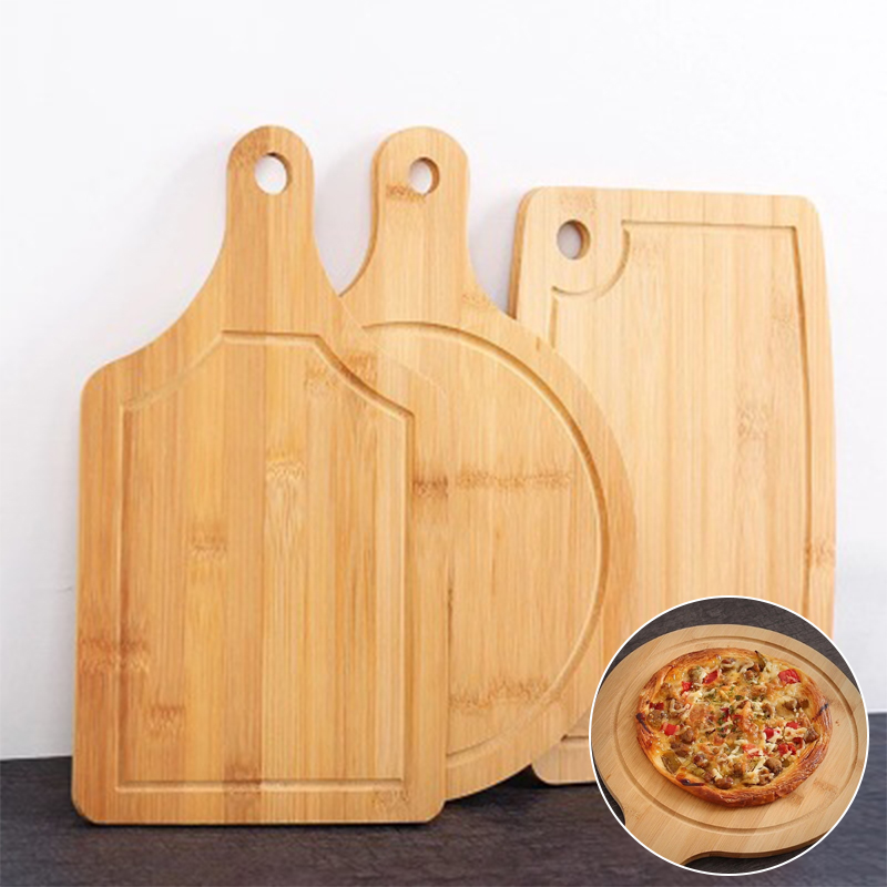 Wooden Cutting Board Kitchen Cutting Board With Handle Solid Wood Food Board Pizza Bread Fruit Can Hang Cutting Board