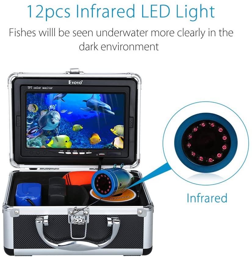 Eyoyo HD DVR Fish Finder Underwater Fishing Camera 1280*720 Screen 1080P 15m 30m Camera For Fishing 8GB Recording For ICE