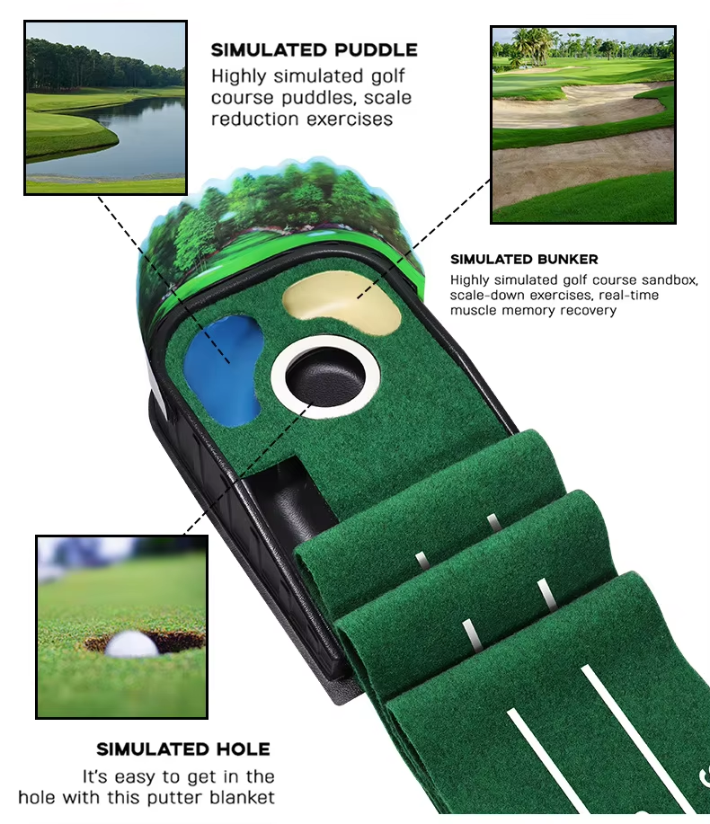 Golf Putting Mat 3 Hole Portable Indoor Outdoor Eco-Friendly Dual Color Realistic Green Practice Surface Lightweight Travel Golf9