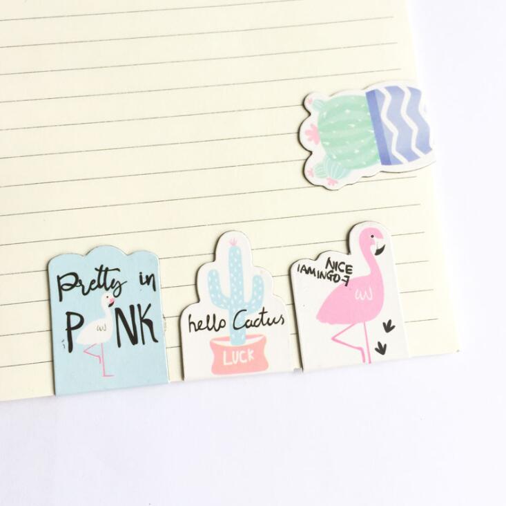 4 pcs/pack Cactus Plants Flamingo Magnet Bookmark Paper Clip School Office Supply Escolar Papelaria Gift Stationery