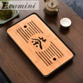 Chinese Kung Fu Tea Set Tray Bamboo +Melamine Tea Tray Tea Accessories Water Storage Tea Board Tools Tea Serving Teapot Tray Set