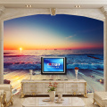 Romantic Seaside Beach Sunset Landscape 3D Stereo Photo Mural Wallpaper Living Room Sofa Dining Room Backdrop Murals Home Decor