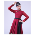 Red mongolian costumes for women monority dance clothing festival performance clothes stage dress national dance wear