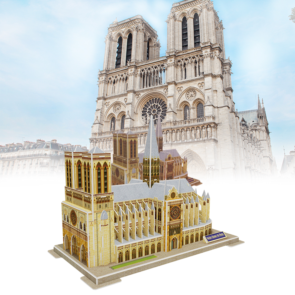 Notre Dame De Paris 3D Jigsaw Puzzle Wooden Assembled DIY Simulation Building Construction Model Puzzle Assembly Toys Gift Kids