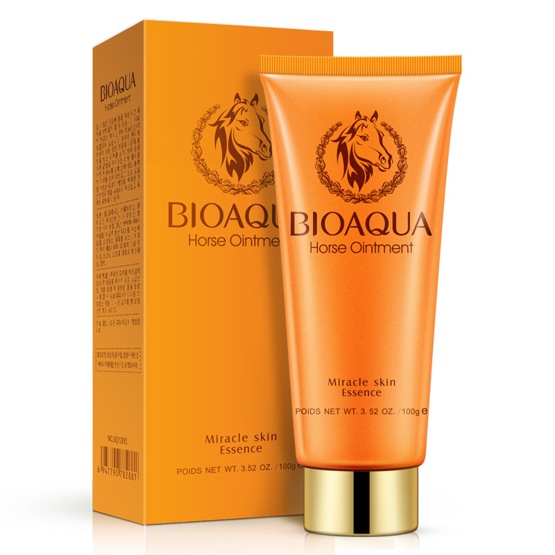 BIOAQUA Brand Horse Oil Facial Cleanser Moisturizing Oil Control Shrink Pores to Black Women Deep cleansing Lotion 100g