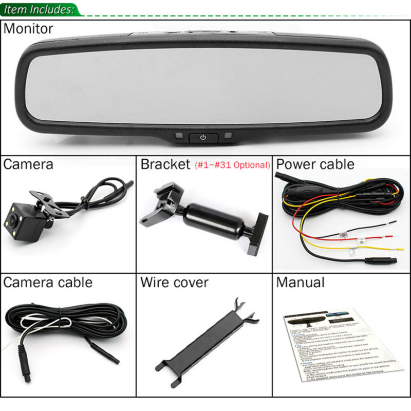 GreenYi Dual Lens 5" IPS Car Rearview Mirror Monitor DVR Digital Video Recorder 1080P with Original Bracket and Rear View Camera