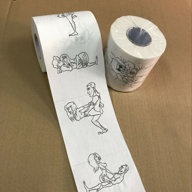 New Toilet Paper Bulk Rolls Bath Tissue Funny Printed Toilet Paper Bathroom White Soft 3 Ply Paper Funny Novelty Gift Creative
