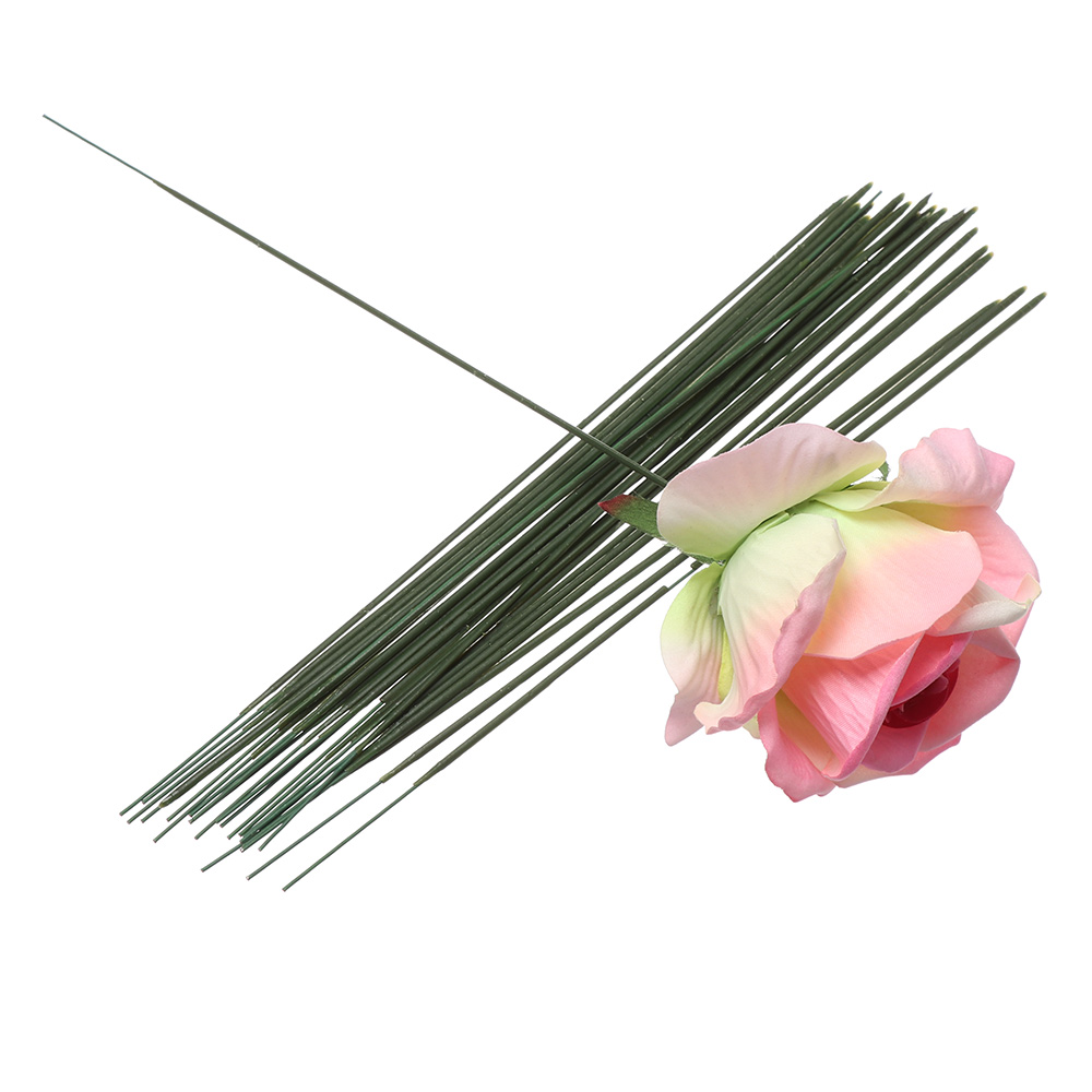 25pcs Flower Stub Stems Paper/plastic Green Floral Tape Iron Wire Artificial Flower Stub Stems Craft Decor soap flower stem