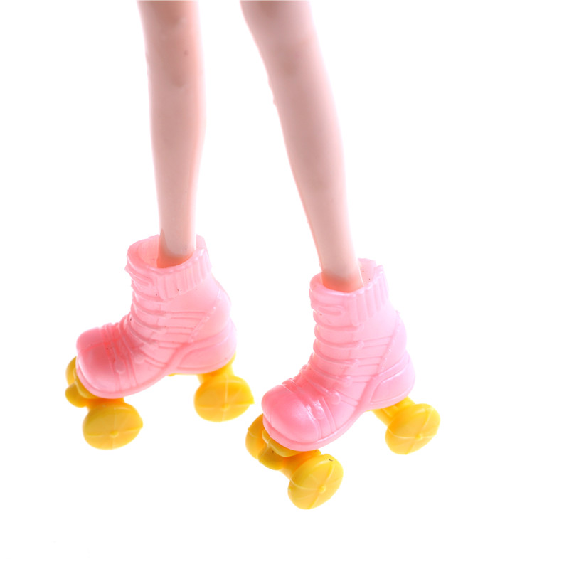 2Pairs Doll Roller Skates Play Shoes For Doll Decorative Toy Kids Pink Girls Toy Accessories Party Gift Decor New