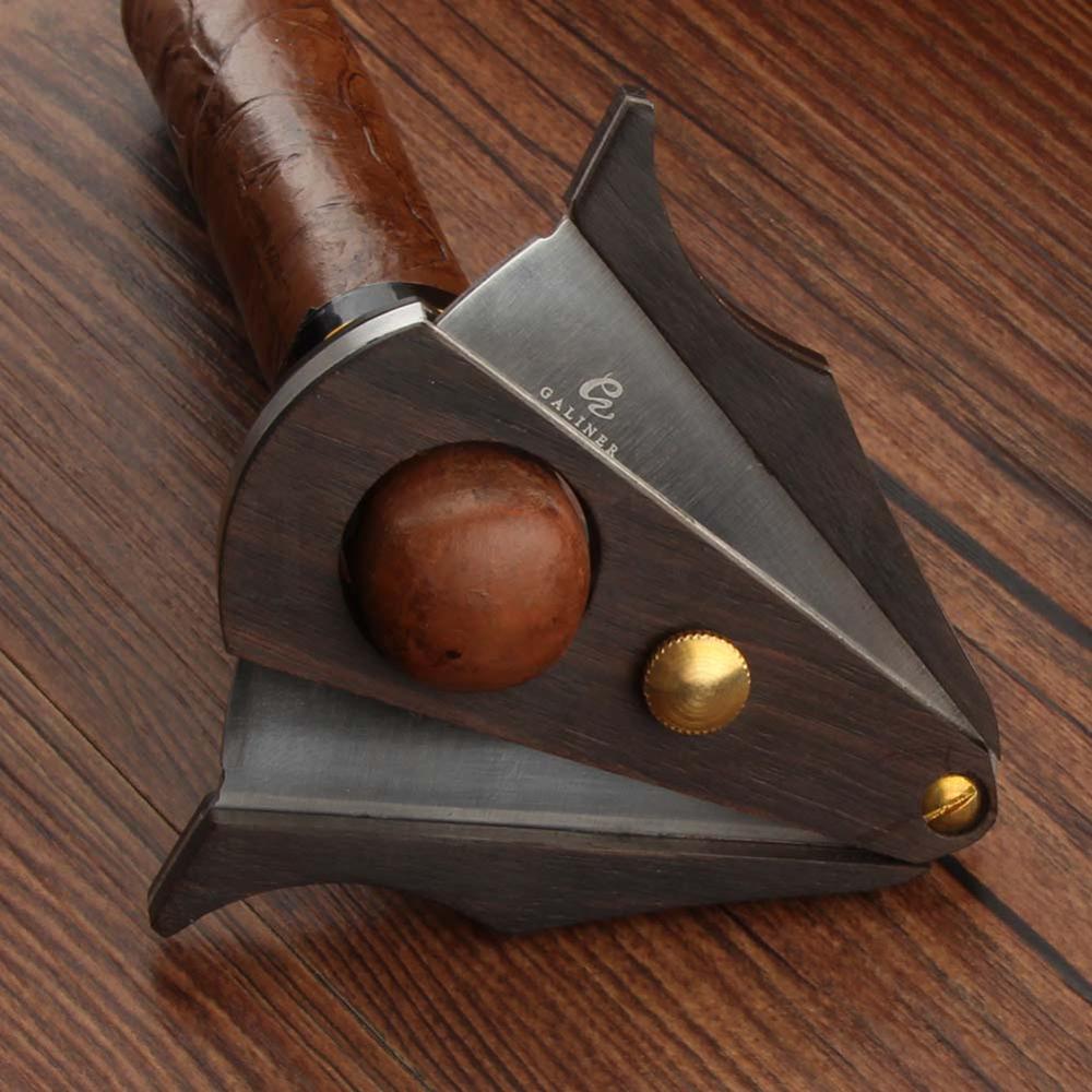 GALINER Cigar Cutter Stainless Steel Pocket Sigaar Guillotine Cutting Wood For Cohiba Cutter Cigar Accessories W/ Gift Box