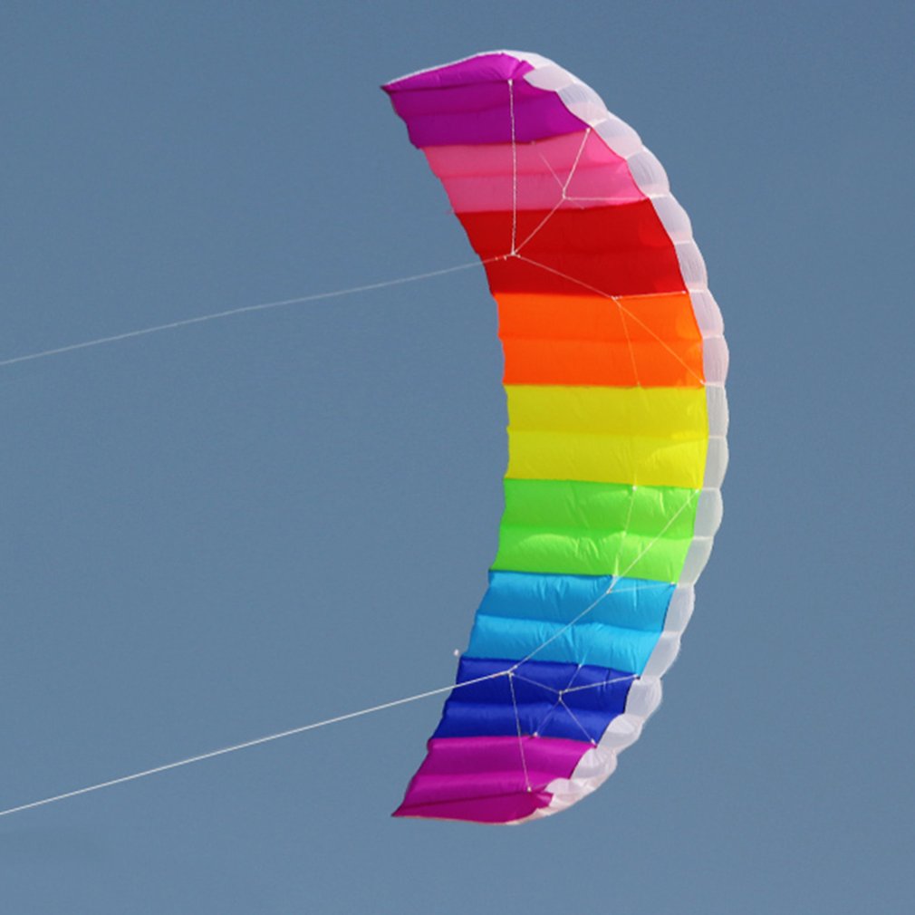 1.4/2/2.7m Rainbow Dual Line Kitesurfing Stunt Parachute Soft Parafoil Surfing Kite Sport Kite Large Outdoor Beach Flying Kite