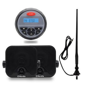 Waterproof Marine Bluetooth Stereo Boat Radio FM AM Audio Car MP3 Player For ATV UTV RZR+4 Inch Marine Box Speakers With Antenna