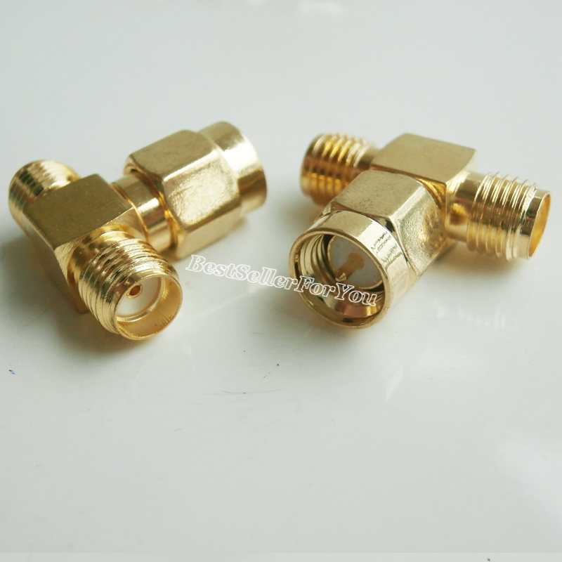 1Pcs SMA Male to Two SMA Female Triple T RF Adapter Connector 3 Way Splitter