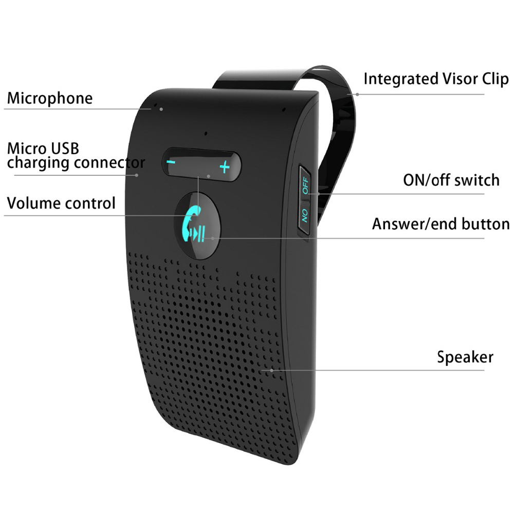 Sp09 Bluetooth Speakerphone Hands-Free Car Kit Wireless Bluetooth Speaker Phone Multipoint Car Mp3 Kit With Sun Visor Clip