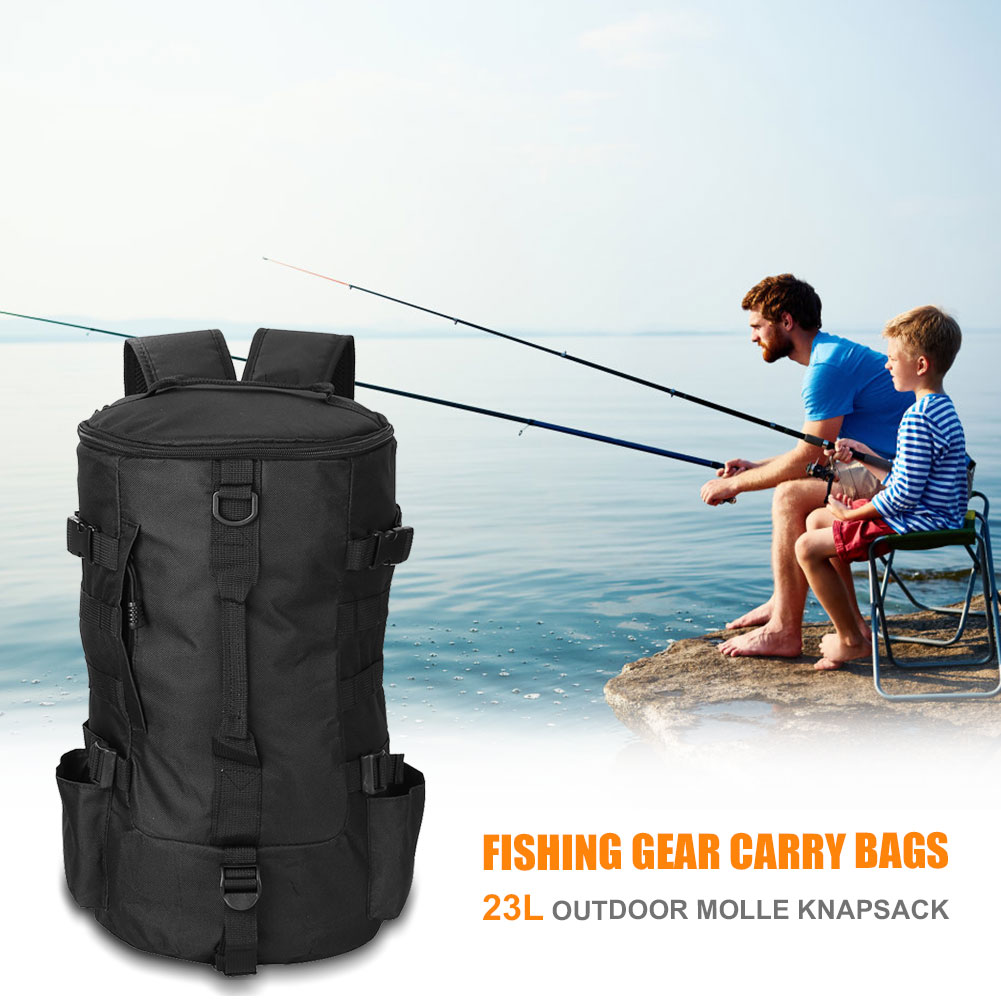 Fishing Backpack Folding Cylindrical Large Capacity Fishing Tackle Outdoor Sports Wear-resistant Waterproof Fishing Backpack
