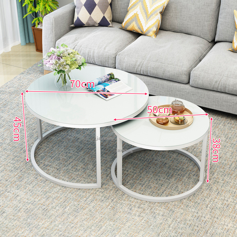 Living Room Tempered Glass Coffee Tables Nordic Light Luxury Round Side Table Kitchen Furniture Modern Combo Cafe Tea Table