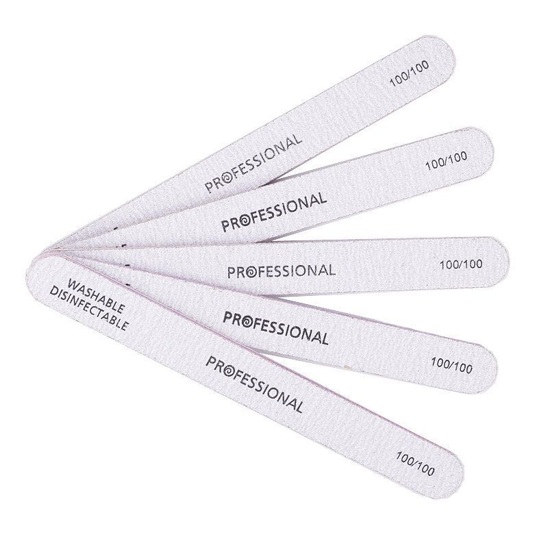 5pcs/Lot Professional Gray Nail File Nail Sanding Files Buffing Manicure Tools 100/100 Sandpaper Nail Buffer Block Pedicure