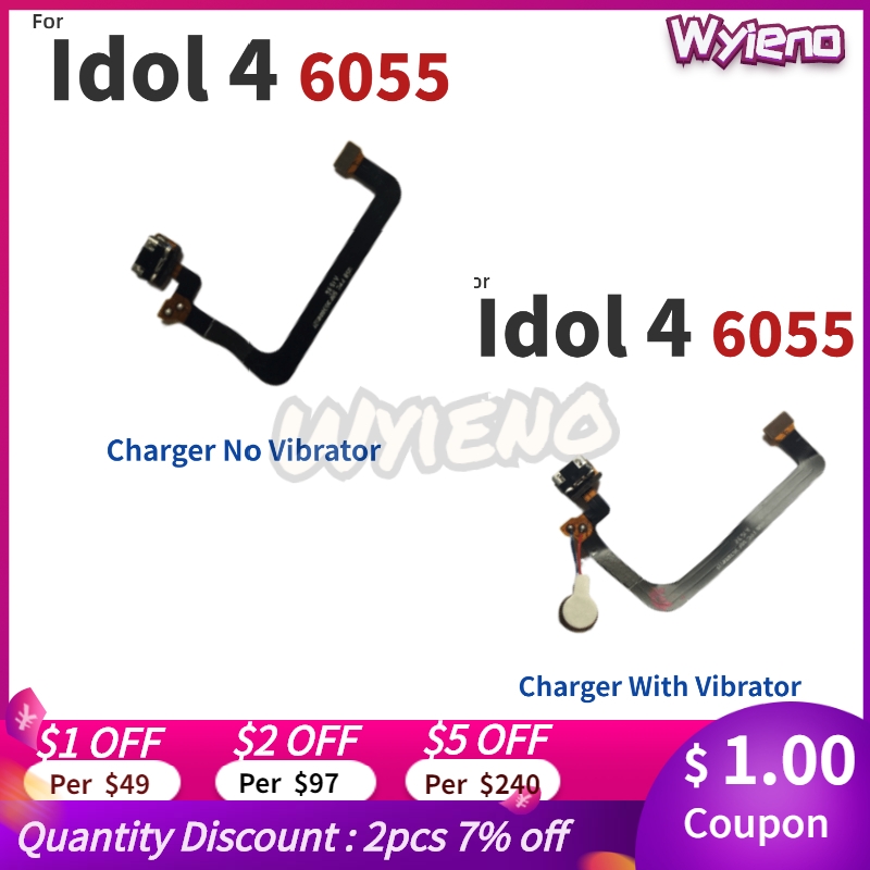 Wyieno Charging Port Board For Alcatel Idol 4 OT6055 6055 Micro USB Charger Plug Connector Flex Cable FPC Vibrator Motor