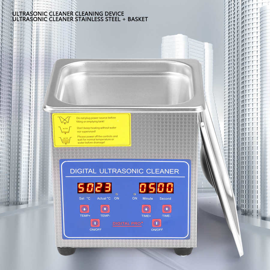 1.3L Ultrasonic Cleaner Machine for Bath Jewelry Glasses Stainless Steel Heater Timer Industrial Grade Cover Timer Cleaning