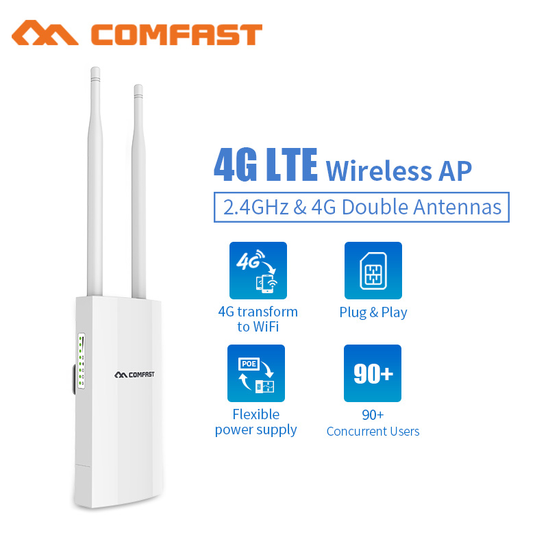 Outdoor Access Point 4G Lte Wireless AP Sim Card Slot Wifi Router WAN/LAN Port 4G Lte+2.4Ghz WIFI coverage Base Station AP