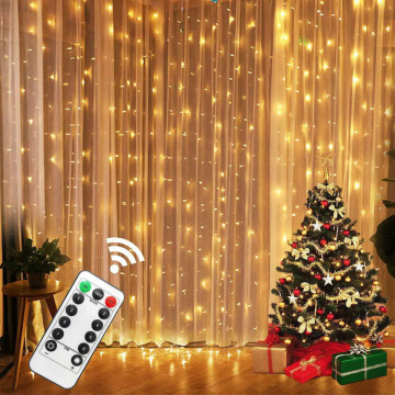 3Mx3M USB LED Curtain String Lights 8 Modes Fairy Garland Remote Control For New Year Christmas Outdoor Wedding Home Decor